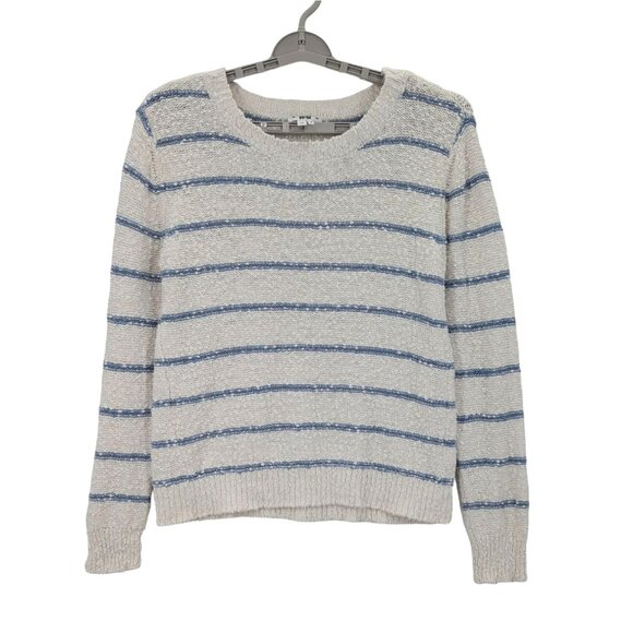 Paige Knit Sweater Women Size XS Striped Pullover Textured Nautical Preppy Cozy - Picture 1 of 12